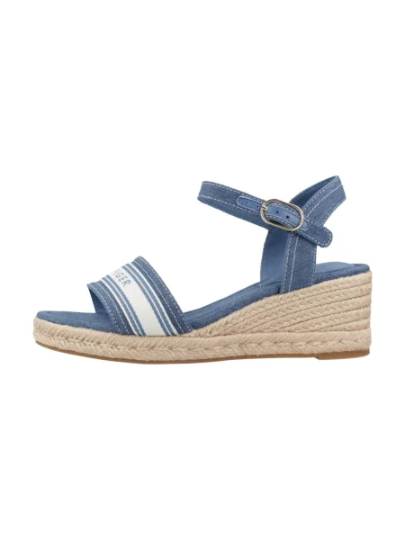 Tommy Hilfiger sandały na koturnie MID WEDGE ESPAD WEBBING niebieskie