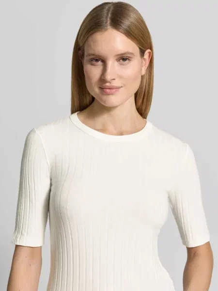 T-shirt w efekt prążkowania model Savka' Opus biała