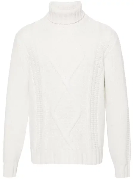 Sweter Brunello Cucinelli z kaszmiru biały