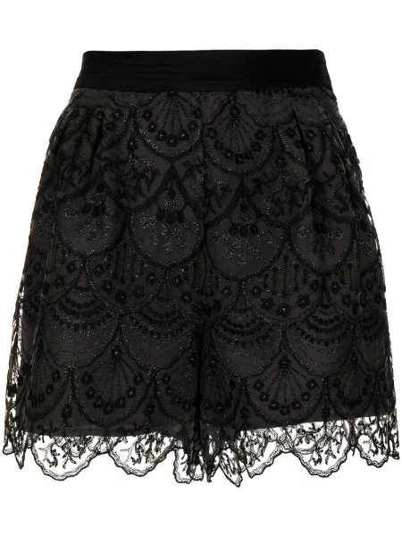 Pantaloni scurți Shiatzy Chen din dantelă negru