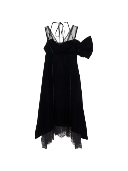 Rochie midi Tanaka Daisuke de catifea negru