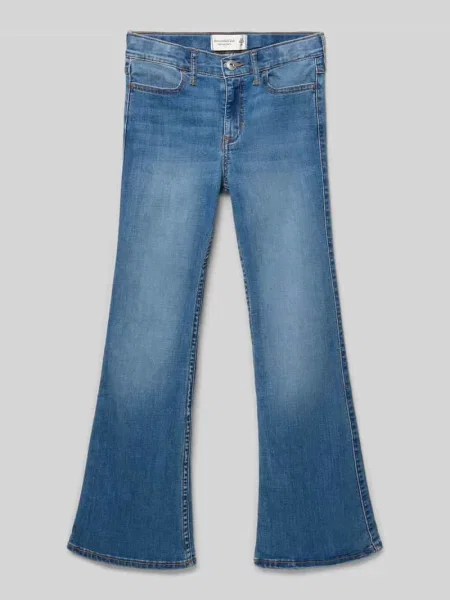 Jeansy z wysokim stanem o rozkloszowanym kroju z wpuszczanymi Abercrombie&fitch niebieskie