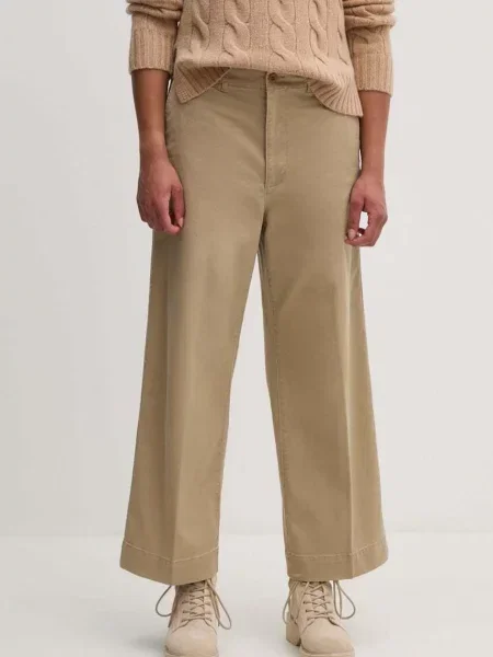 Polo Ralph Lauren pantaloni femei drept high waist bej