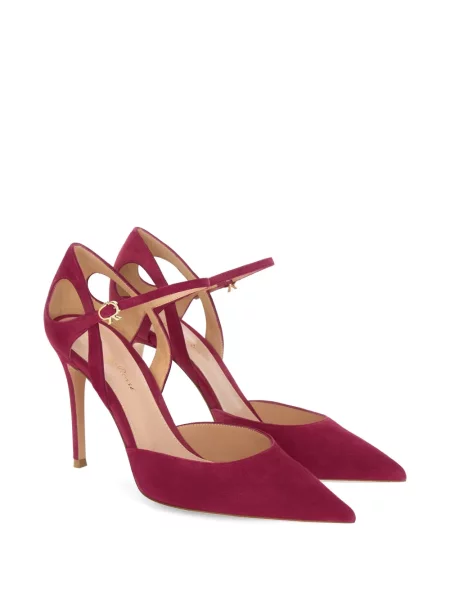 Pantofi cu toc Gianvito Rossi din piele de căprioară roșu