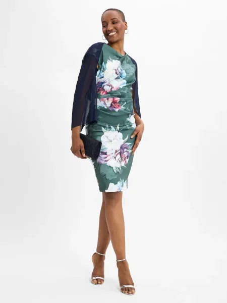 SWING Rochie mulate albastru pastel / verde pin / roz alb