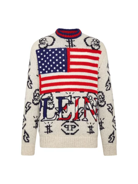 Sweter Philipp Plein wełniany beżowy