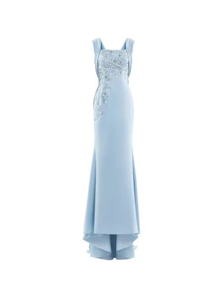 Rochie Saiid Kobeisy din crep de costum albastru