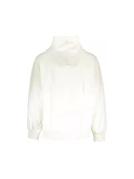 Lniana bluza z kapturem Calvin Klein z kapturem z nadrukiem biała