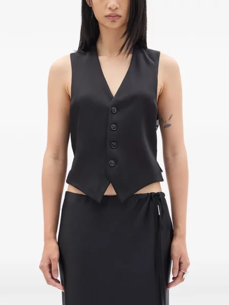 Vestă Ann Demeulemeester din satin negru