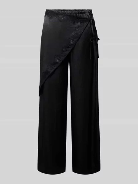 Spodnie z satyny w kopertowy styl model ELIN' Topshop czarne