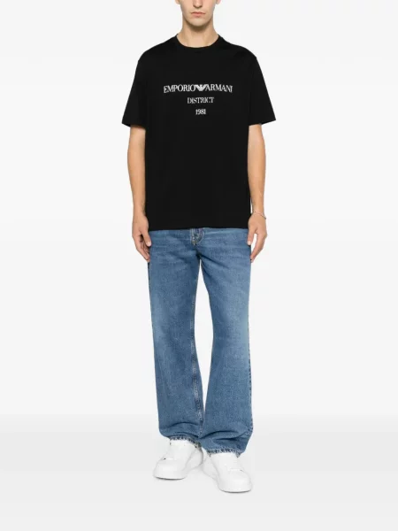 Μπλούζα Emporio Armani με σχέδιο με στρογγυλή λαιμόκοψη μαύρο