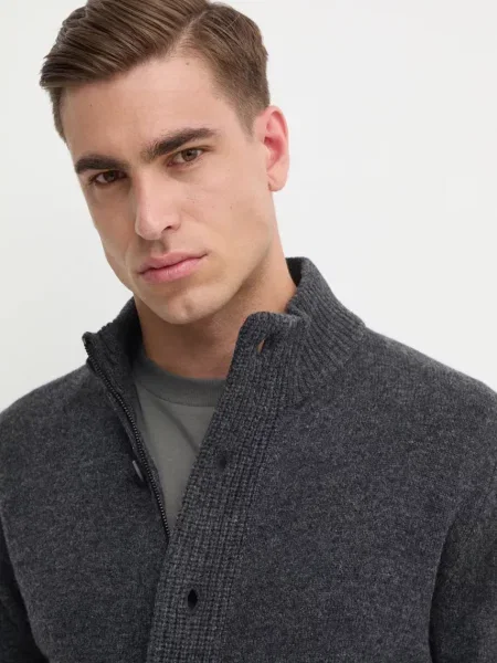 Шерстяной кардиган Barbour серый