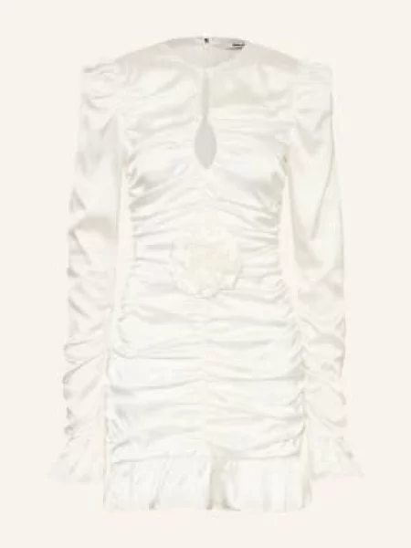 Rotate Satynowa Sukienka Koktajlowa Z Falbanami weiss