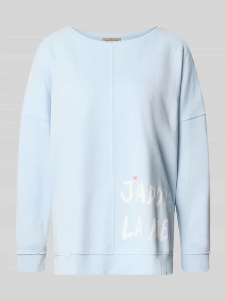 Oversized bluza z nadrukiem z napisem i zrolowanym brzegiem Smith And Soul błękitna