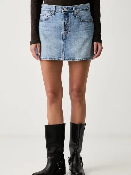 Levi's fustă din denim ICON albastru