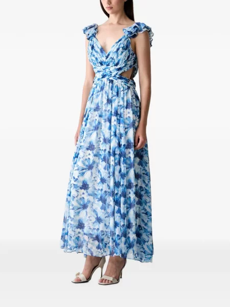 Rochie maxi Morgan cu model floral cu imagine albastru