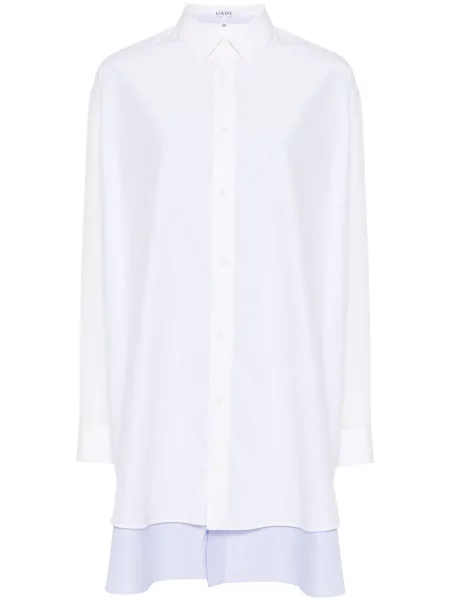Rochie tip cămașă Loewe din poplin de costum alb