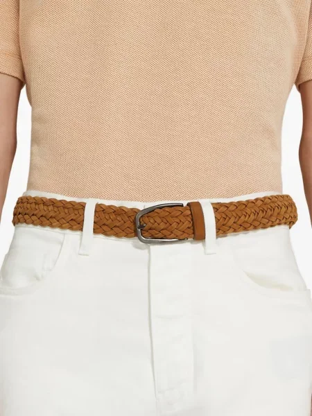 Curea Zegna din piele țesută maro
