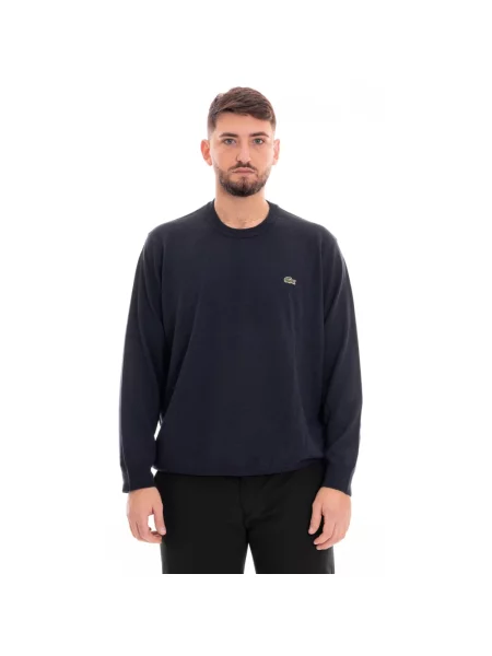 Sweter Lacoste klasyczny z długim rękawem niebieski