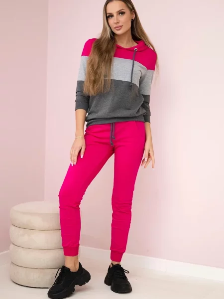 Komplet dresowy Kesi w paski czerwony