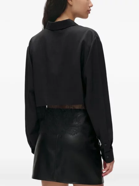 Lung cămașă de blugi Karl Lagerfeld Jeans din dantelă negru