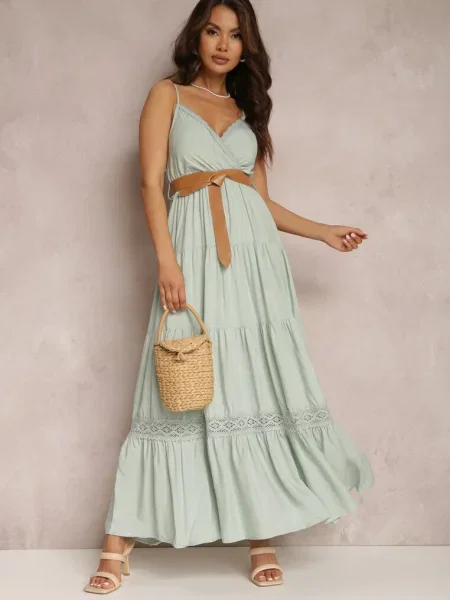 Rochie Mentă cu Asoonice verde