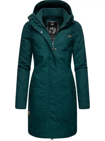 Ragwear Palton funcțională Jannisa maro / verde închis / negru alb