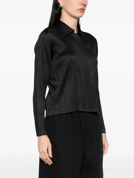 Plisirana s ovratnikom jakna Pleats Please Issey Miyake crna