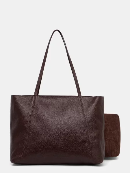 Answear.LAB torebka shopper z imitacji skóry brązowa