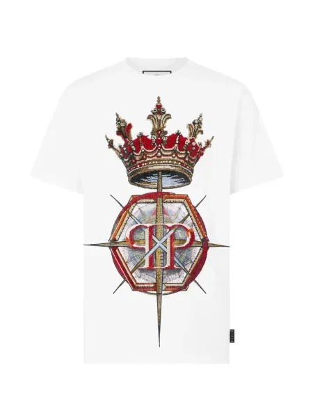 Tricou Philipp Plein cu imagine alb