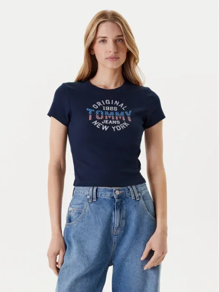 Тениска Tommy Jeans тъмносиньо