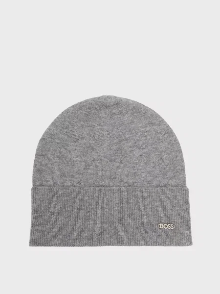 Шерстяная шапка Boss серая