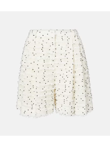 Pantaloni scurți Nina Ricci cu talie înaltă de lână alb