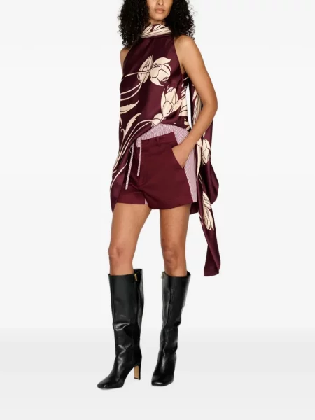 Bluză Monse cu model floral cu imagine drapată roșu