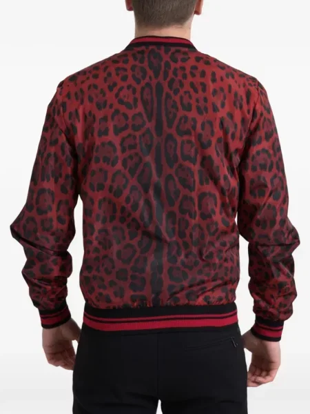 Geacă bomber Dolce & Gabbana cu imagine cu model leopard roșu