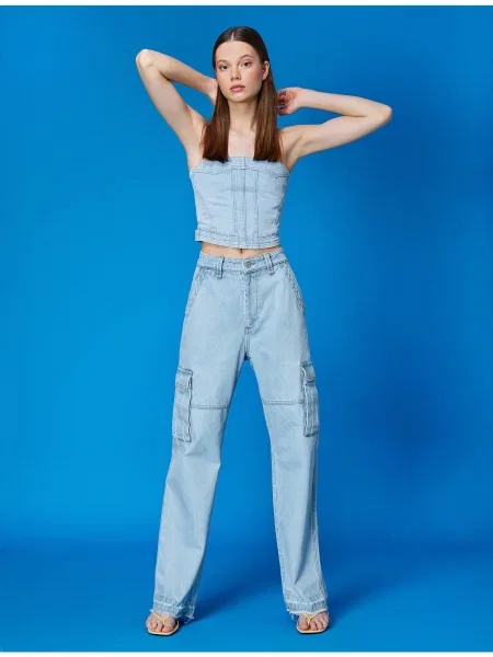 Spodnie cargo Koton niebieskie