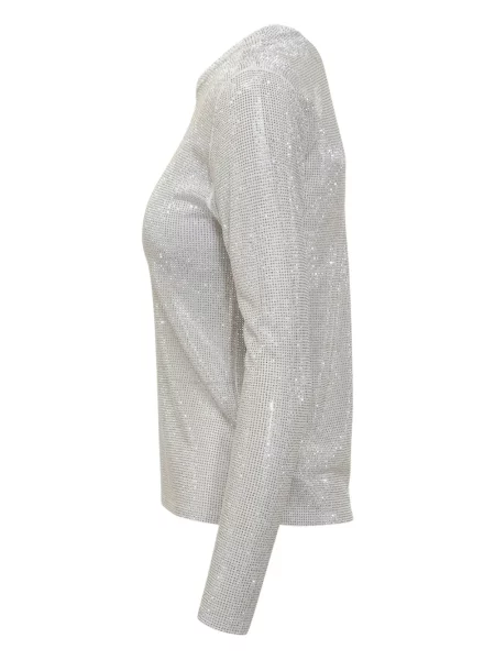 Top Michael Michael Kors cu paiete de costum cu decolteu rotund argintiu