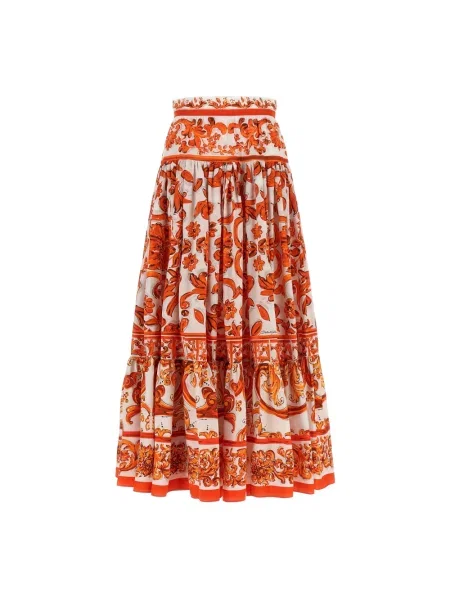 Długa spódnica maxi Dolce And Gabbana z nadrukiem pomarańczowa