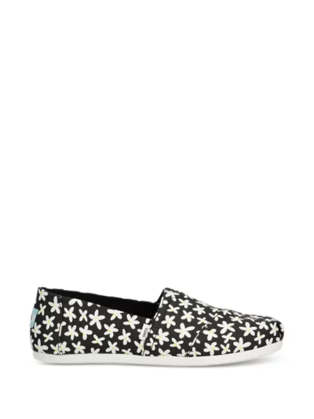 Espadrile Toms cu model floral fără toc negru