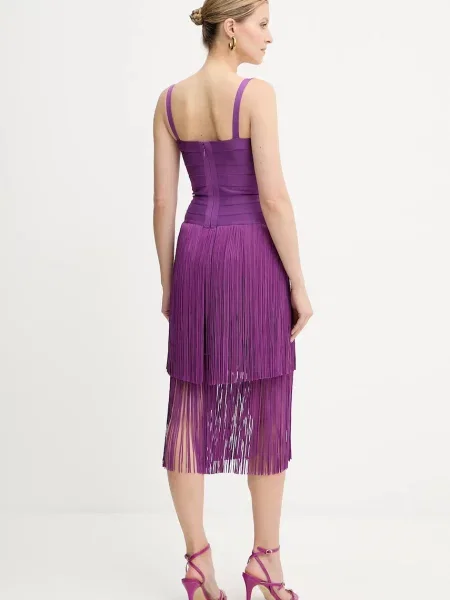 Herve Leger sukienka Georgia mini dopasowana fioletowy