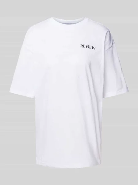 T-shirt z nadrukiem z logo Review biała