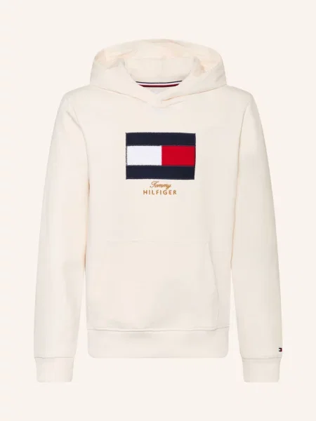 Tommy Hilfiger Mikina S Kapucí krémová / červená / tmavě modrá bílá