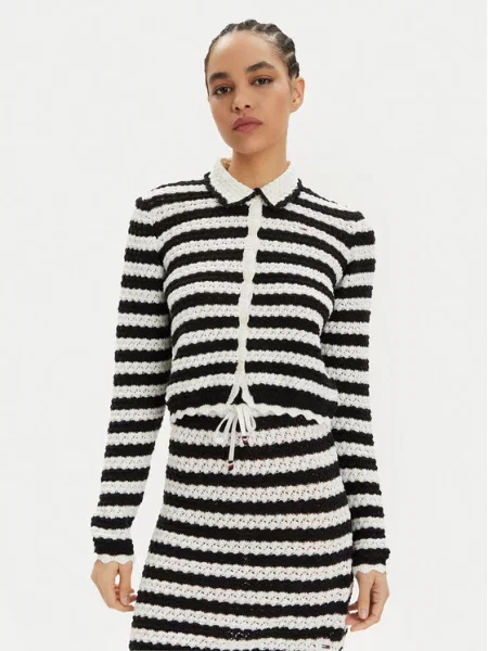 Pletena jopica Tommy Jeans črna