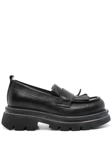Pantofi loafer Moma cu franjuri negru