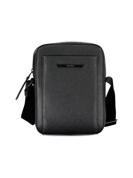Lniana torba na ramię Calvin Klein elegancka czarna