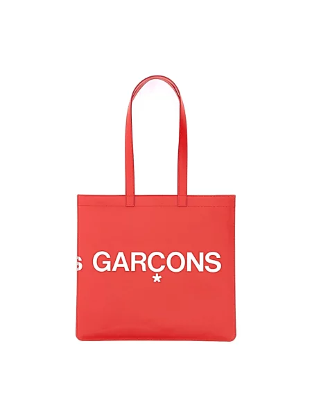 Torba Comme Des Garcons z logo skórzana czerwona