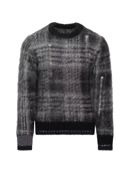Pulover Sacai în carouri de mohair gri