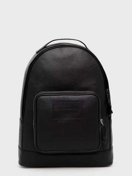 Кожаный большой рюкзак Emporio Armani черный