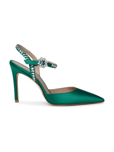 Czółenka Stuart Weitzman skórzana zielona