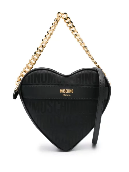 Geantă shopper Moschino din piele cu imagine negru